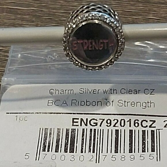 Authentic PANDORA *RETIRED* Double-Sided Ribbon of Strength Charm ENG792016CZ_29 - Picture 8 of 8